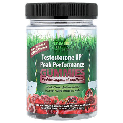 Irwin Naturals, Testosterone UP® Peak Performance Gummies, Dragon fruit Pomegranate, 30 Gummies