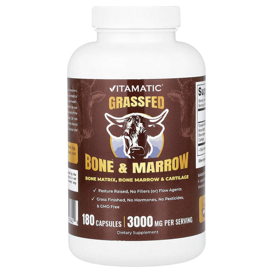 Vitamatic, Grassfed Bone & Marrow, 180 Capsules (500 mg per Capsule)
