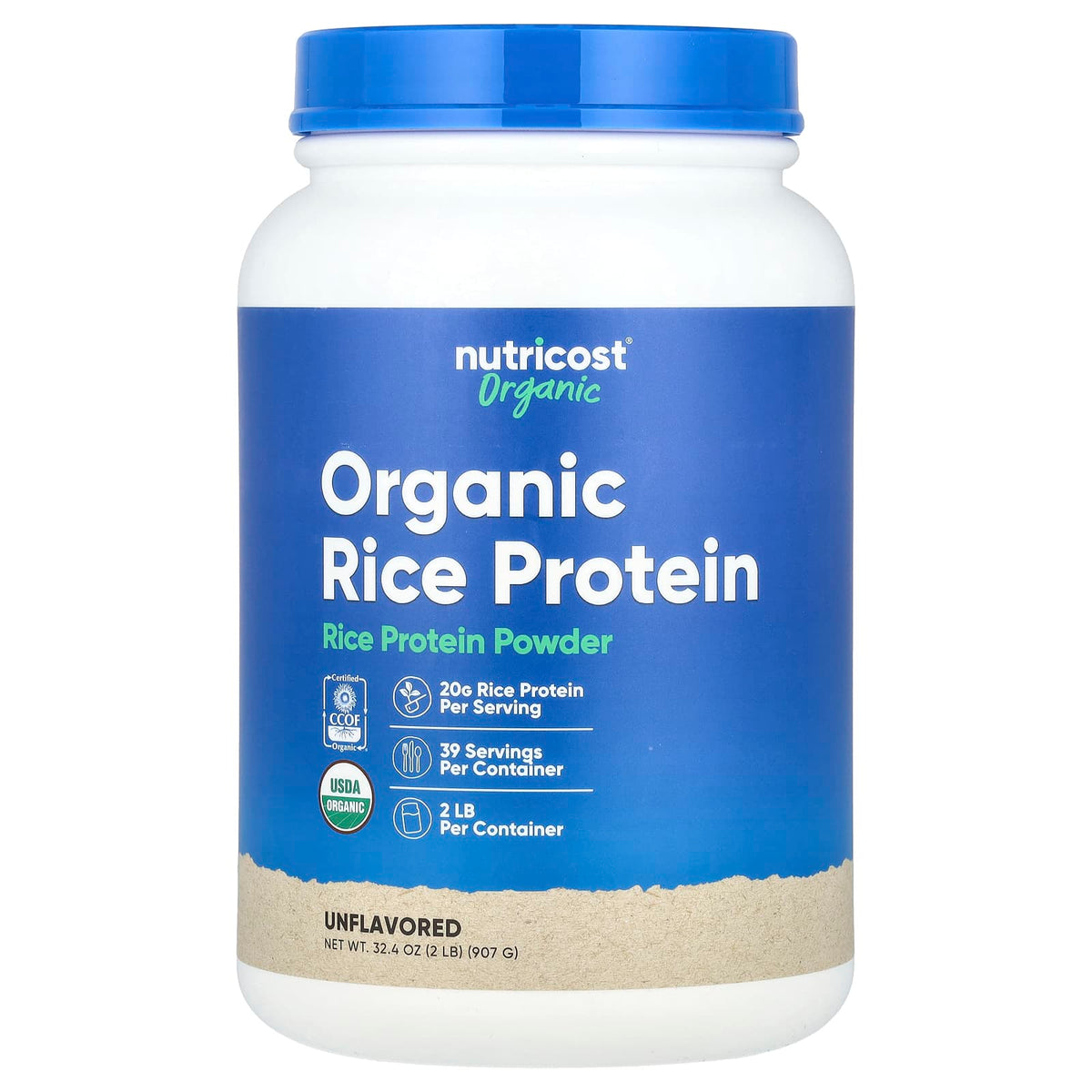 Nutricost, Organic Rice Protein Powder, Unflavoured, 2 lb (907 g)