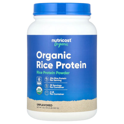 Nutricost, Organic Rice Protein Powder, Unflavoured, 2 lb (907 g)