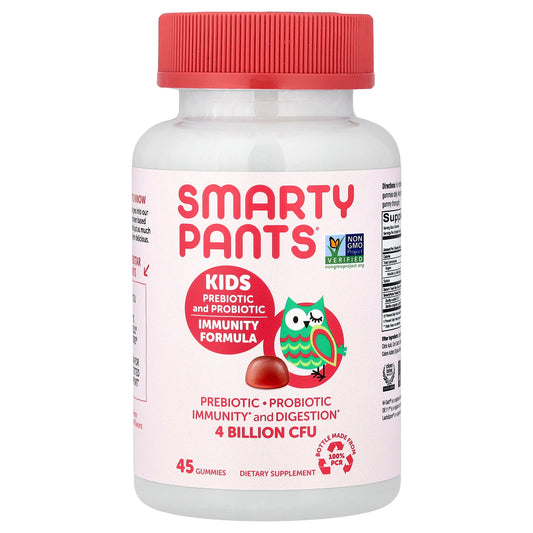SmartyPants, Kids Prebiotic and Probiotic Gummies, Immunity Formula, Strawberry Crème, 45 Gummies