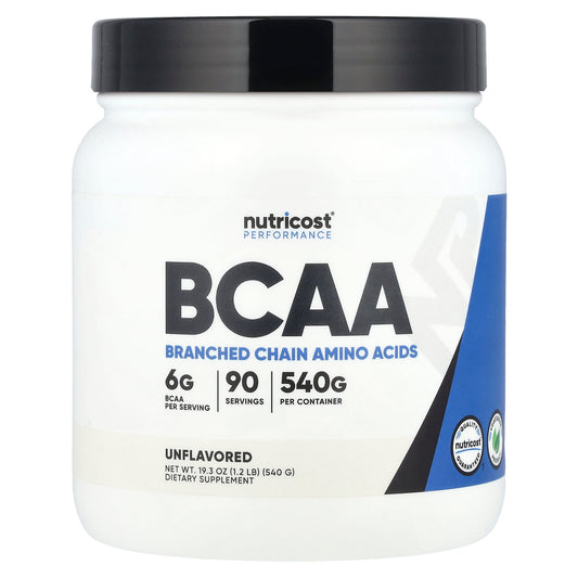 Nutricost, Performance, BCAA, Unflavoured, 1.2 lb (540 g)