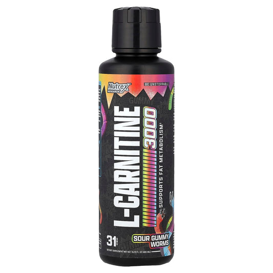 Nutrex Research, L-Carnitine 3000, Sour Gummy Worms, 465 ml (15.72 fl oz)