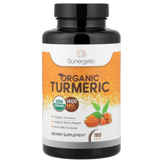 Sunergetic, Organic Turmeric, 180 Tablets