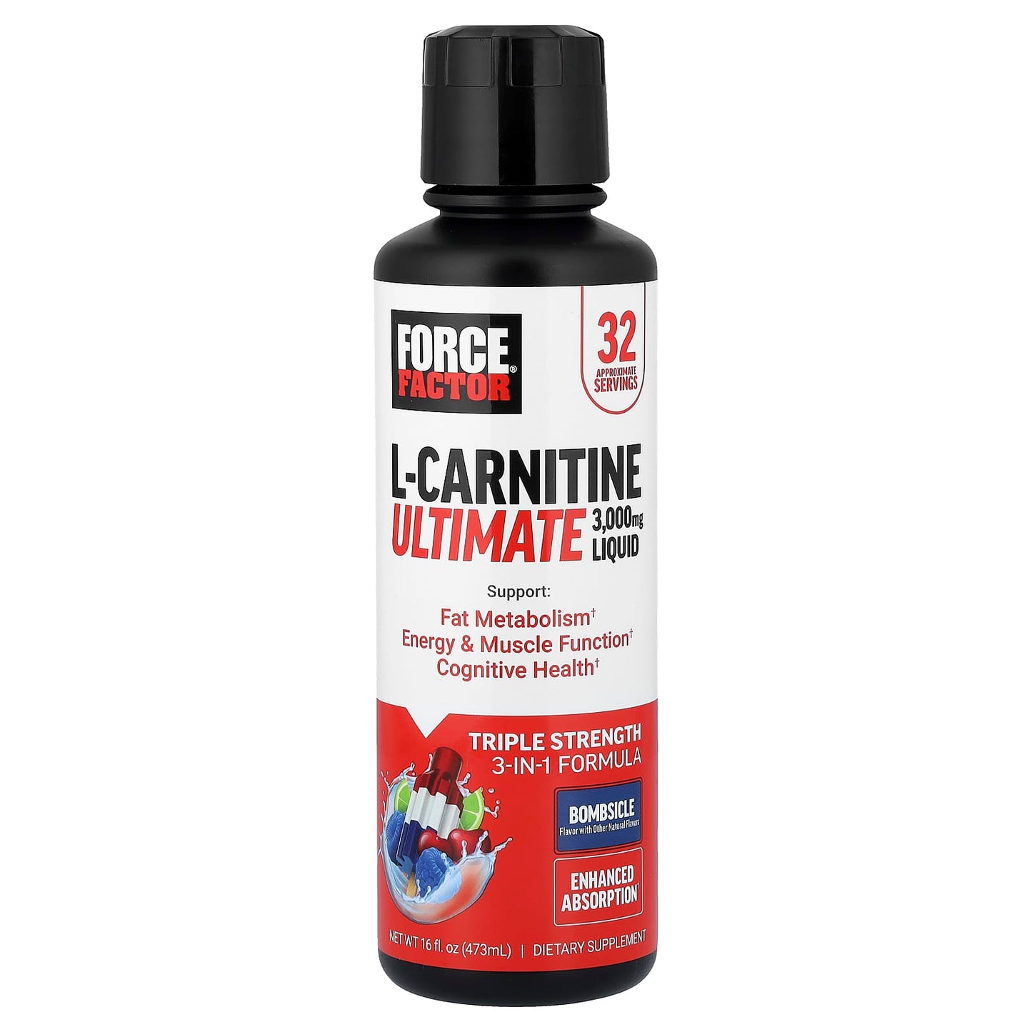 Force Factor, L-Carnitine Ultimate Liquid, Bombsicle, 473 ml (16 fl oz)