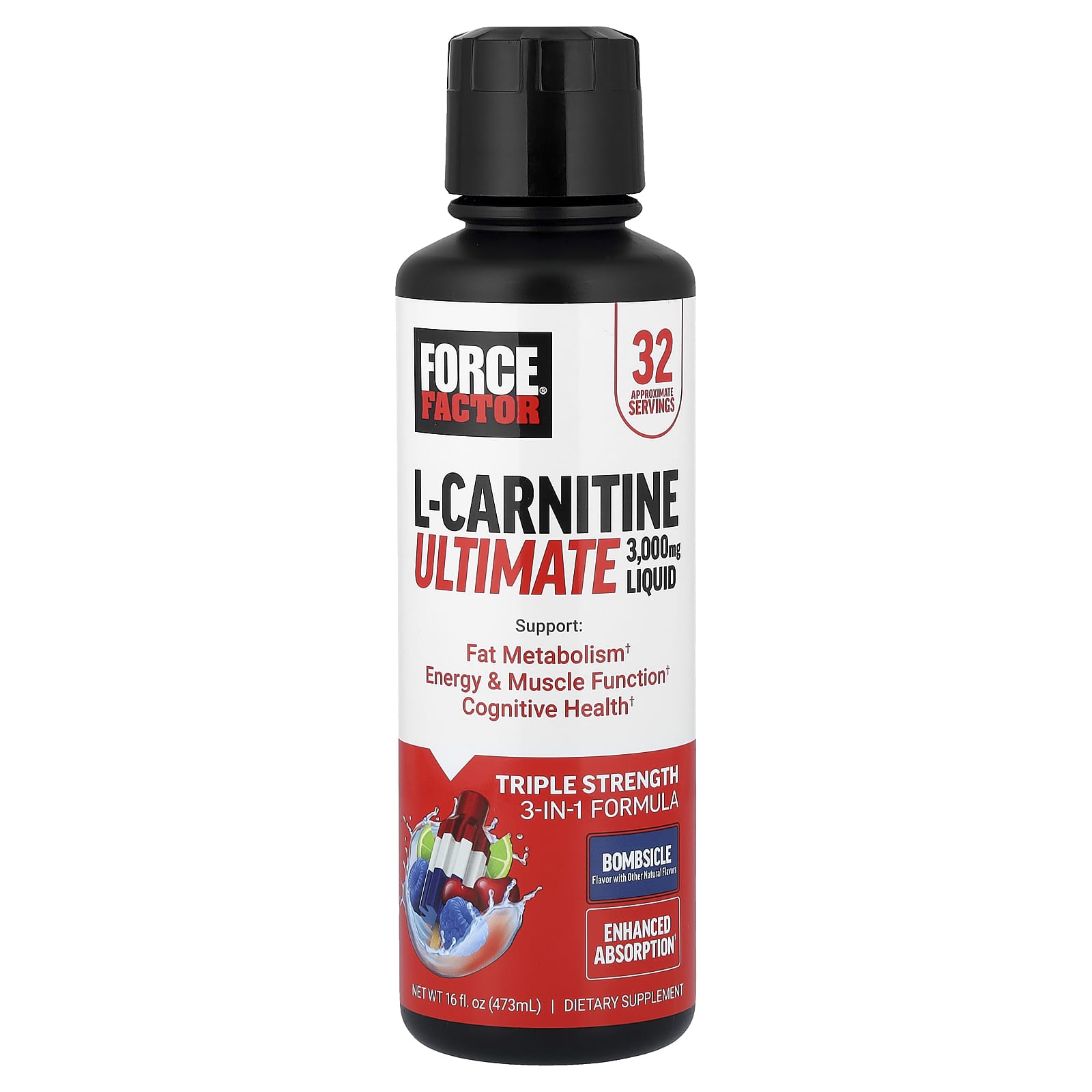 Force Factor, L-Carnitine Ultimate Liquid, Bombsicle, 473 ml (16 fl oz)