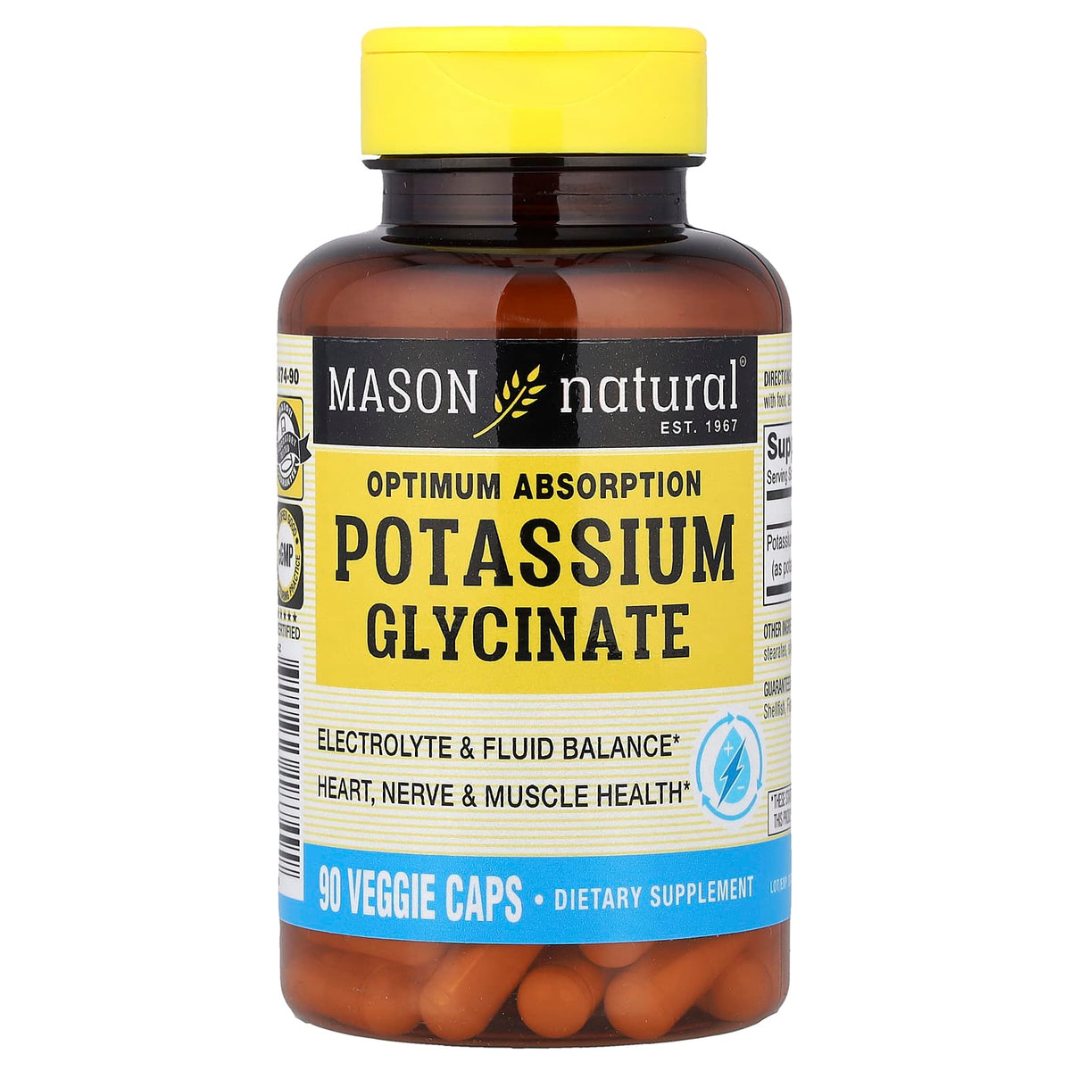 Mason Natural Optimum Absorption Potassium Glycinate 90 Veggie Caps