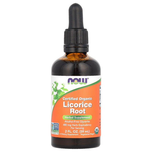 NOW Foods, Certified Organic Liquorice Root, 480 mg, 2 fl oz (59 ml)