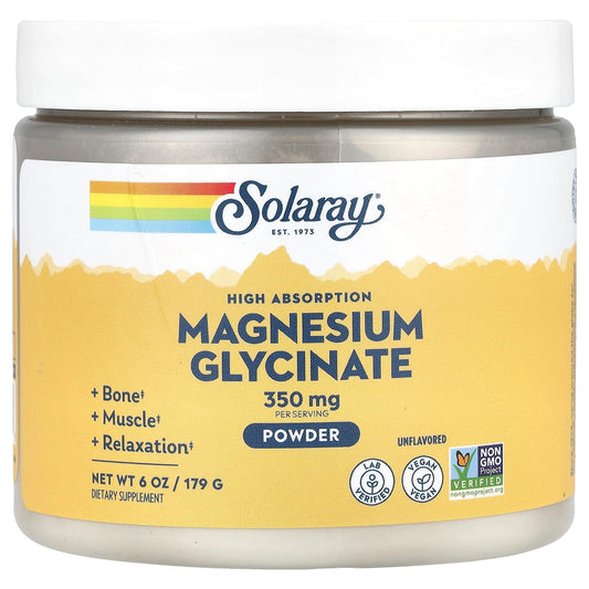 Solaray, High Absorption Magnesium Glycinate, Unflavoured, 6 oz (179 g)