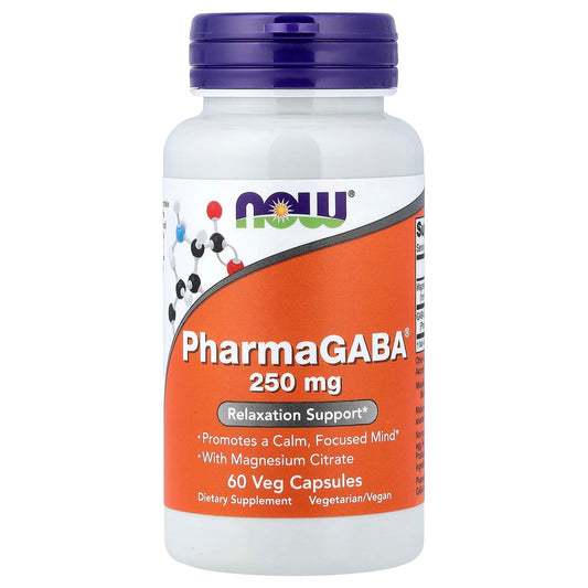 NOW Foods, PharmaGABA® With Magnesium Citrate, 60 Veg Capsules