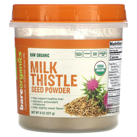 BareOrganics, Raw Organic Milk Thistle Seed Powder, 227 g (8 oz)
