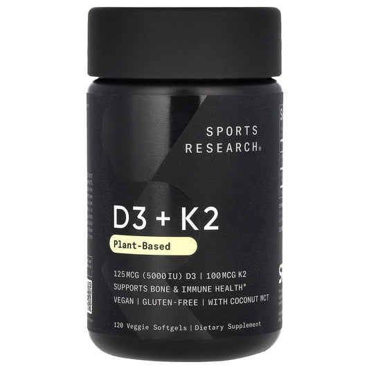 Sports Research D3 + K2, Plant-Based 120 Softgels