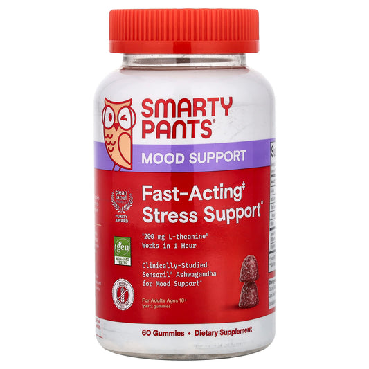 SmartyPants, Fast-Acting Stress Support, Mixed Berry, 60 Gummies