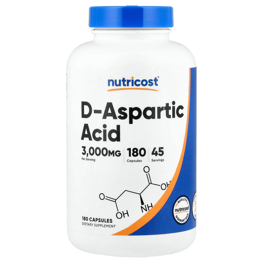 Nutricost, D-Aspartic Acid, 180 Capsules (750 mg per Capsule)