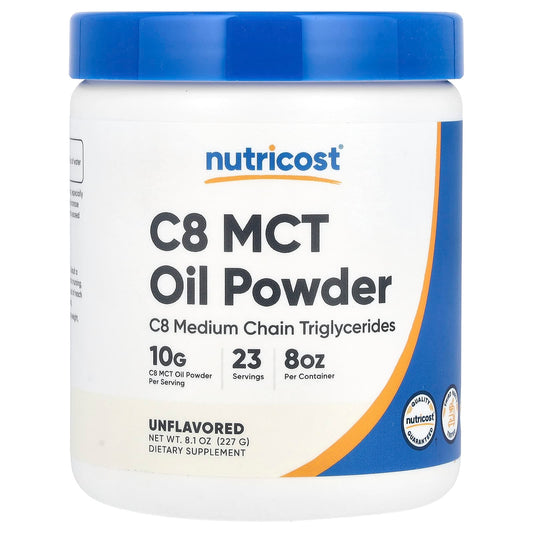 Nutricost, C8 MCT Oil Powder, Unflavoured, 8.1 oz (227 g)
