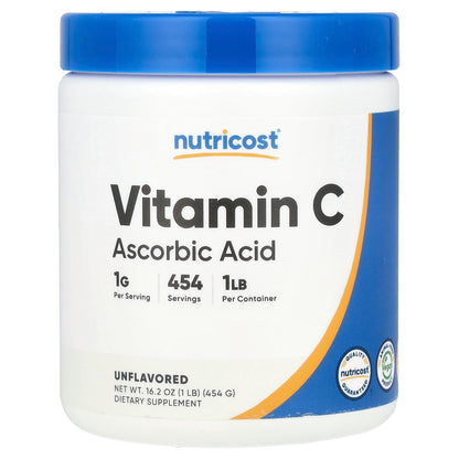 Nutricost, Vitamin C, Unflavoured, 16.2 oz (454 g)