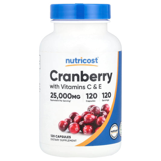 Nutricost, Cranberry with Vitamins C & E, 120 Capsules