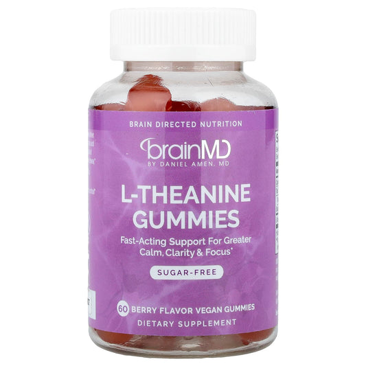 BrainMD, L-theanine Gummies, Berry, 60 Vegan Gummies (100 mg per Gummy)