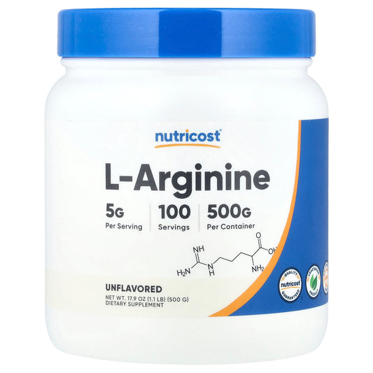 Nutricost, L-Arginine, Unflavoured, 17.9 oz (500 g)