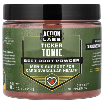 Action Labs, For Men, Ticker Tonic™, Beetroot Powder, Natural Black Cherry, 8.5 oz (242 g)