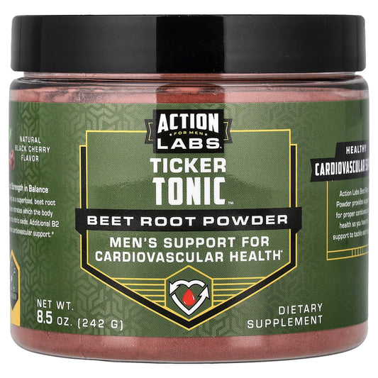 Action Labs, For Men, Ticker Tonic™, Beetroot Powder, Natural Black Cherry, 8.5 oz (242 g)