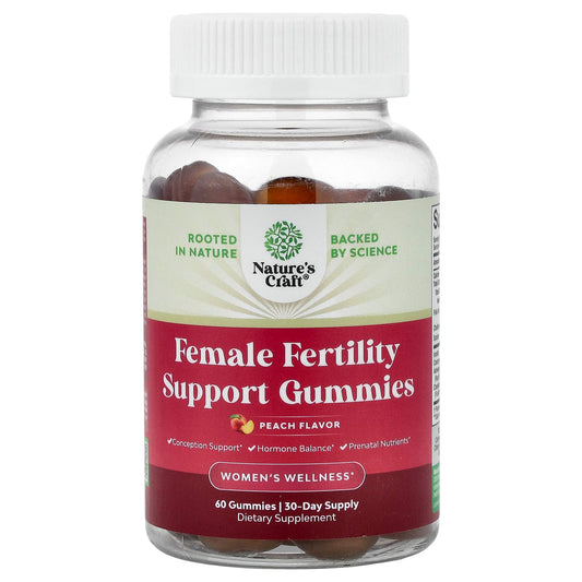Nature's Craft, Female Fertility Support Gummies, Peach, 60 Gummies