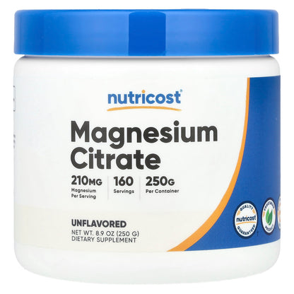 Nutricost, Magnesium Citrate, Unflavoured, 8.9 oz (250 g)