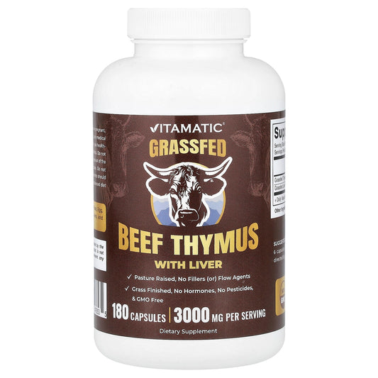 Vitamatic, Grassfed Beef Thymus with Liver, 180 Capsules