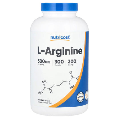 Nutricost, L-Arginine, 500 mg, 300 Capsules