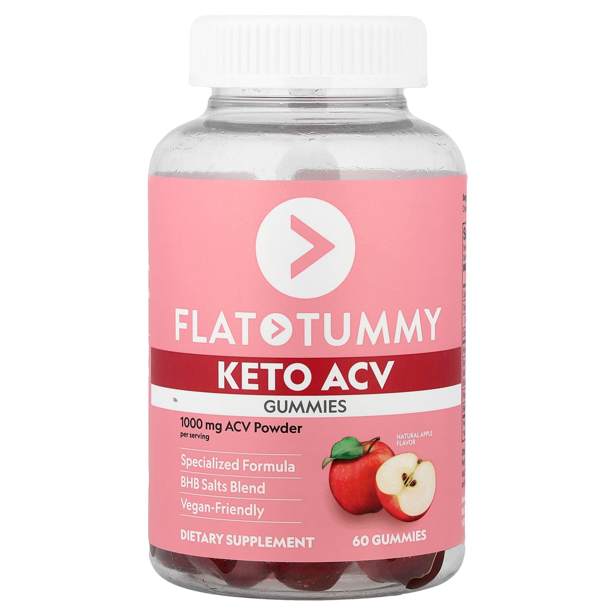 Flat Tummy Keto ACV Gummies, Natural Apple 60 Gummies