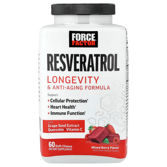 Force Factor, Resveratrol, Longevity & Anti-Ageing Formula, Mixed Berry, 60 Soft Chews