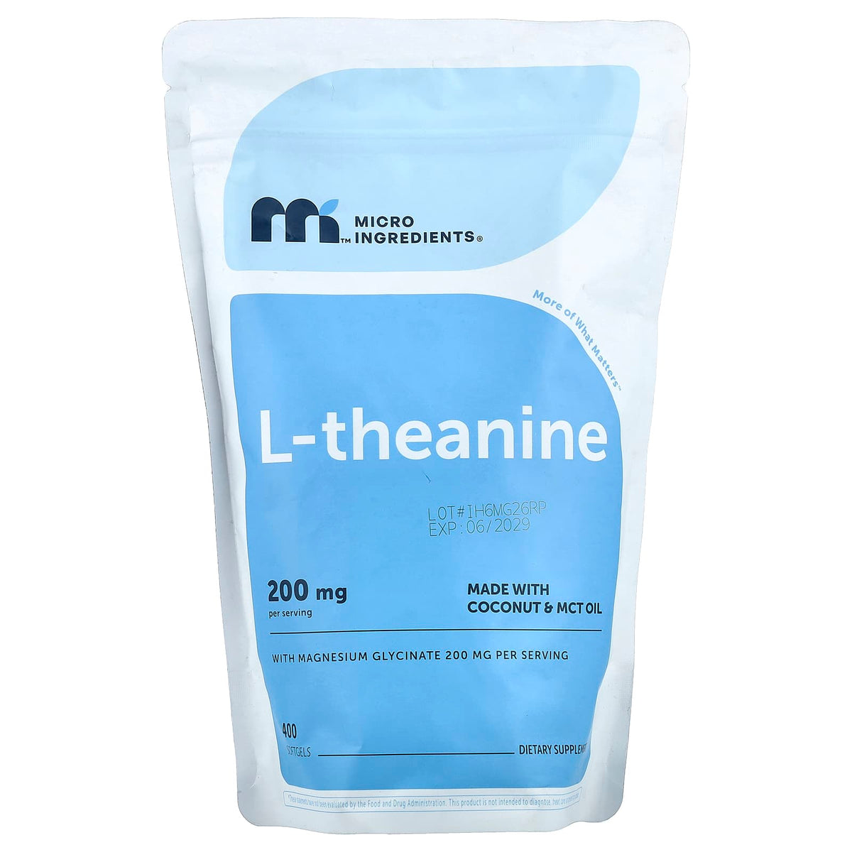 Micro Ingredients, L-Theanine Plus Magnesium Glycinate, 400 Softgels