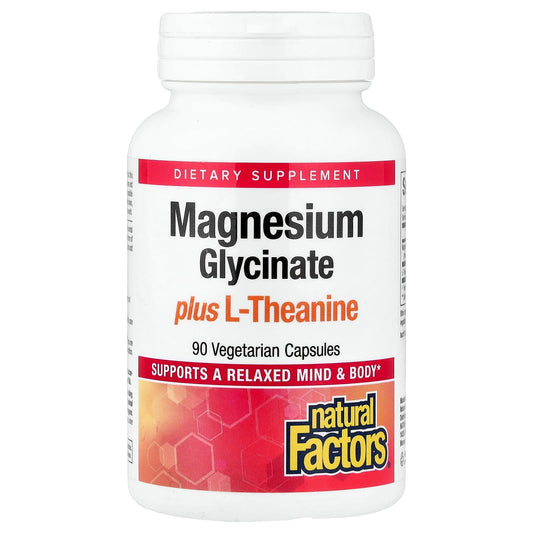 Natural Factors, Magnesium Glycinate plus L-Theanine, 90 Vegetarian Capsules