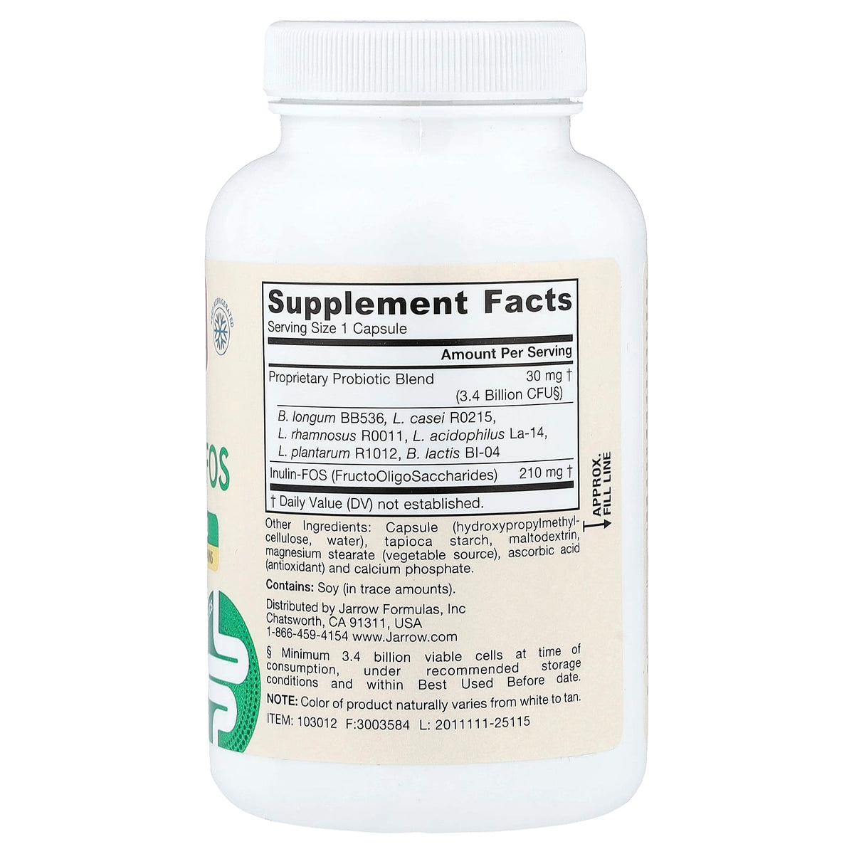 Jarrow Formulas, Jarro-Dophilus + FOS, 3.4 Billion, 200 Capsules