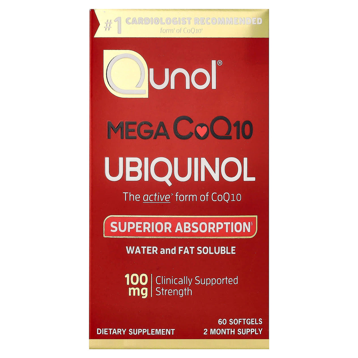 Qunol Mega CoQ10 Ubiquinol 100 mg 60 Caps