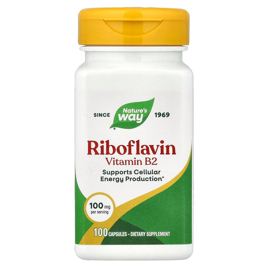 Nature's Way, Riboflavin, Vitamin B2, 100 mg, 100 Capsules