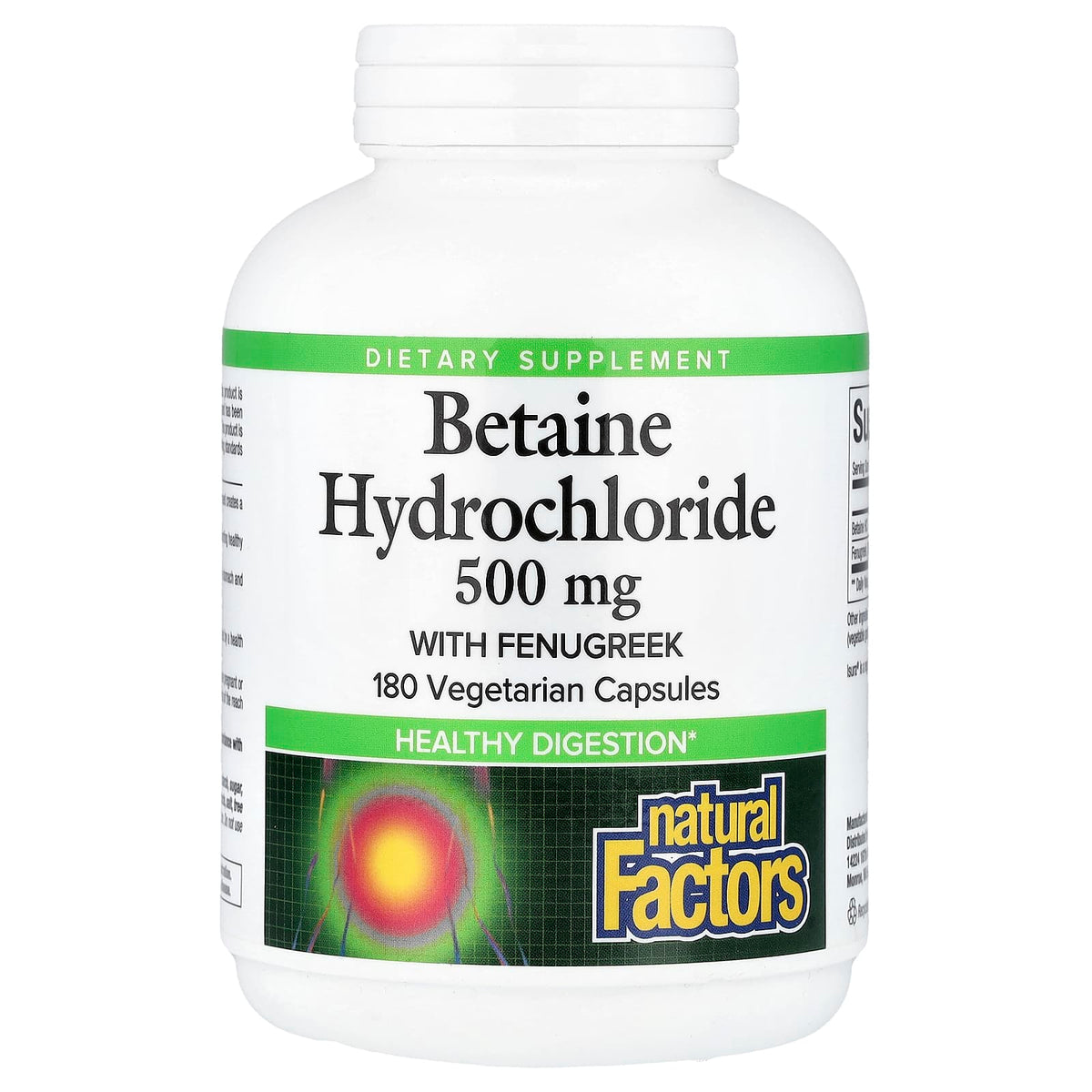 Natural Factors Betaine Hydrochloride Fenugreek 500 mg 180 Vegetarian Capsules