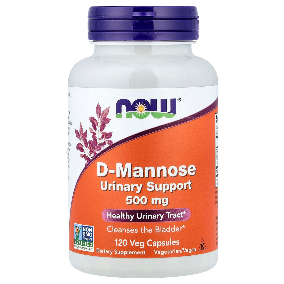 Now- D-Mannose, 500mg, 120 Veg Capsules