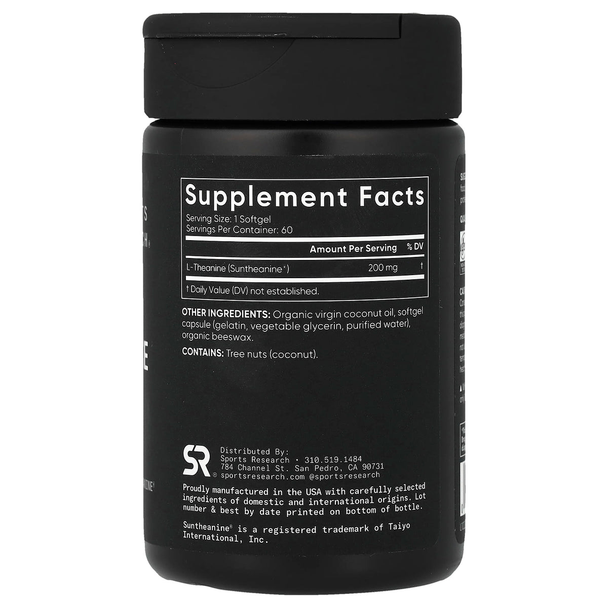 Sports Research L-Theanine 200 mg 60 Softgels