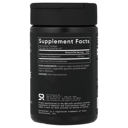 Sports Research L-Theanine 200 mg 60 Softgels