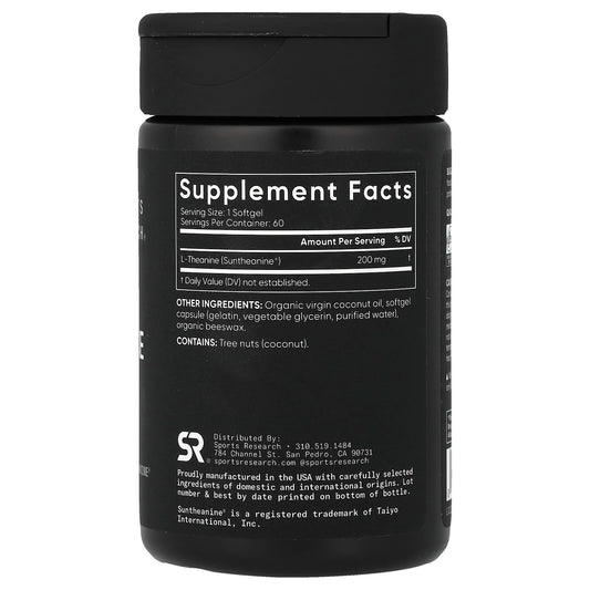 Sports Research L-Theanine 200 mg 60 Softgels