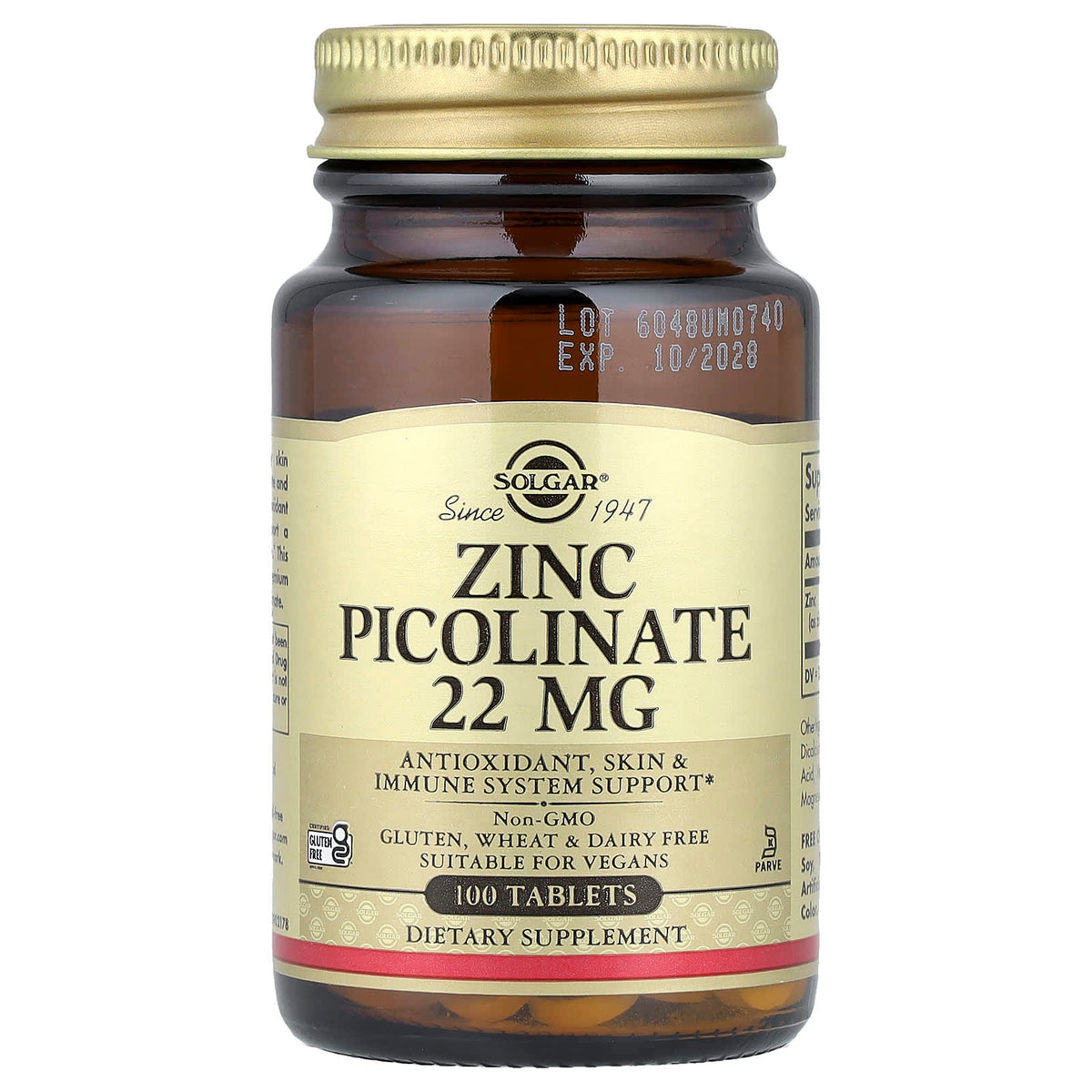 Solgar Zinc Picolinate 22 mg 100 Tabs