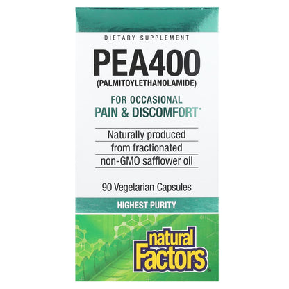 Natural Factors, PEA, 400mg, Palmitoylethanolamide, 90 Vegetarian Capsules