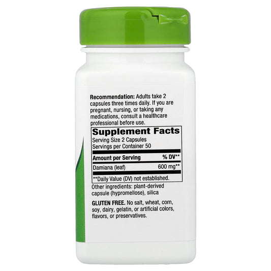 Nature's Way, Damiana Leaves, 600 mg, 100 Vegan Capsules (300 mg per Capsule)