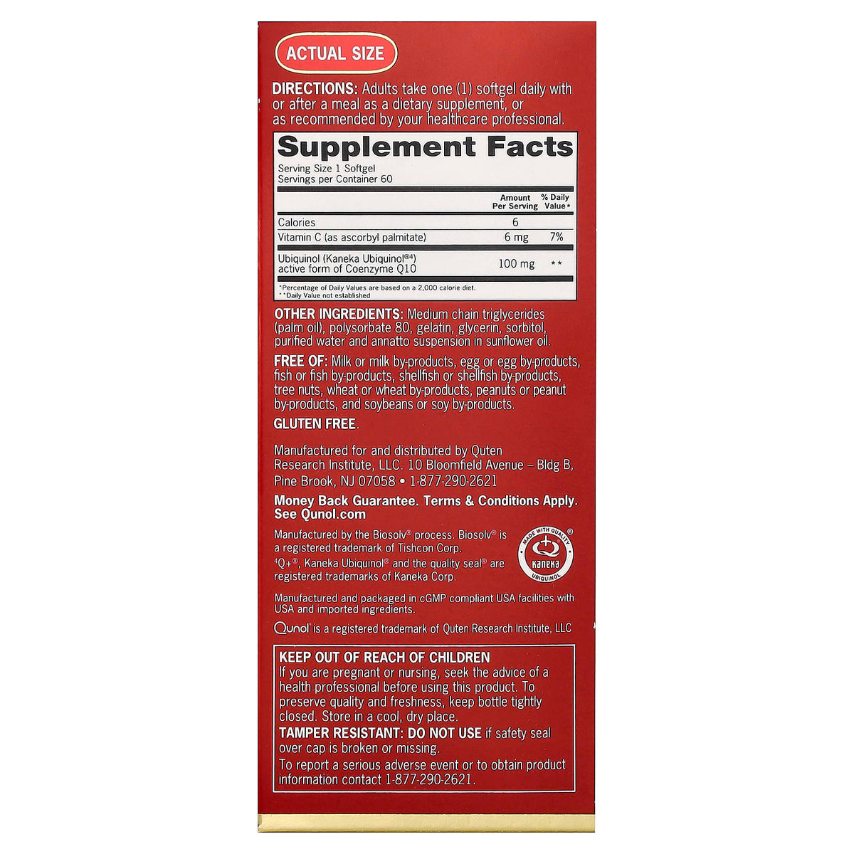 Qunol Mega CoQ10 Ubiquinol 100 mg 60 Caps