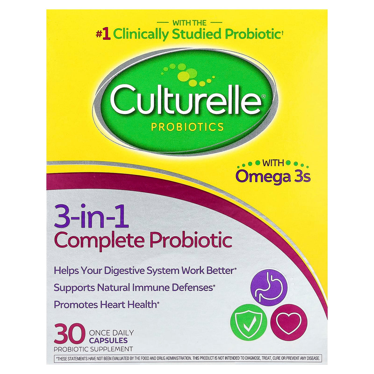 Culturelle, Probiotics, Pro-Well, 3-in-1 Complete, 30 Once Daily Capsules