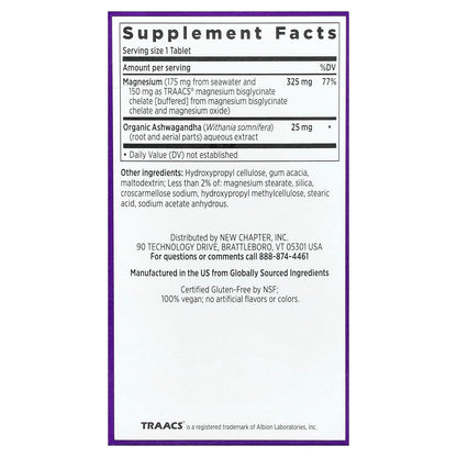New Chapter, Magnesium + Ashwagandha, 30 Vegan Tablets