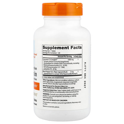 Doctor's Best, High Absorption Curcumin, 500 mg, 120 Capsules