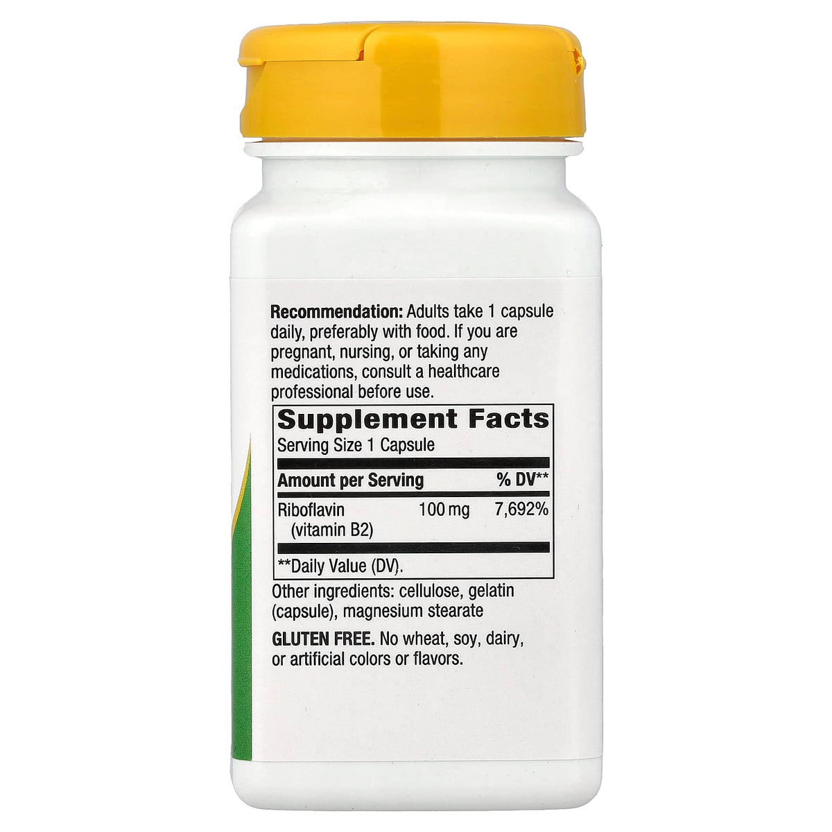 Nature's Way, Riboflavin, Vitamin B2, 100 mg, 100 Capsules