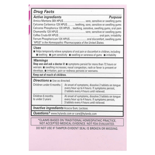 Hyland's Naturals, Baby, Oral Pain Relief, Daytime, 0+ Months, 125 Quick-Dissolving Tablets